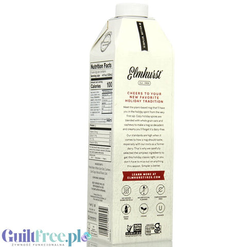 Elmhurst Cashew OatNog - vegan non-dairy oat milk with cashews, without carrageenan or guar gum