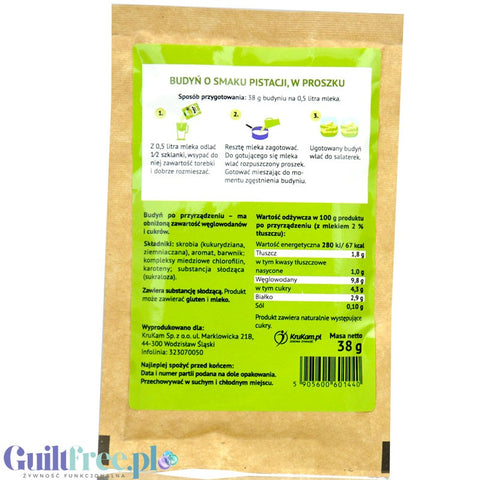 Krukam Budyń Pistacja - budyń o smaku pistacjowym, bez dodatku cukru