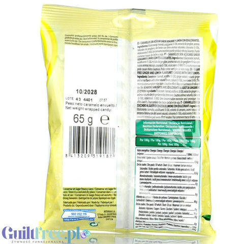 Pictolin Ginger & Lemon 65g - imbirowo-cytrynowe cukierki bez cukru