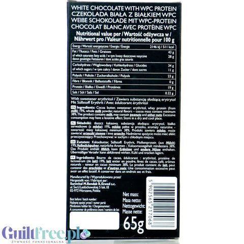 Raw Cocoa 19% Protein White Chocolate  - proteinowa biała czekolada bez cukru słodzona erytrytolem