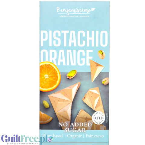 Benjamissimo Pistachio Orange - organiczna wegańska keto czekolada pistacjowo-pomarańczowa bez dodatku cukru i maltitolu