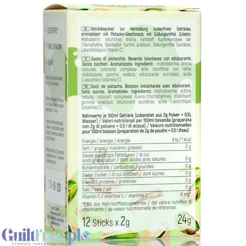 InStick Pistachio - rozpuszczalna saszetka smakowa do deserów i napojów bez cukru, 12 saszetek na 0,5L, Pistacja