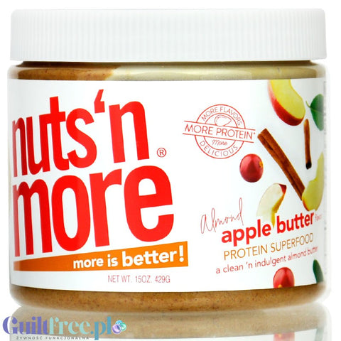 Nuts 'N More Almond Butter Apple - masło migdałowe z białkiem serwatkowym WPC i ksylitolem, Jabłko, Cynamon & Żurawina