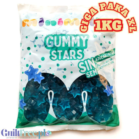 Minimelis Gummy Stars GIGA PAKA 1KG - błękitne gwiazdki żelki bez cukru 40% mniej kalorii