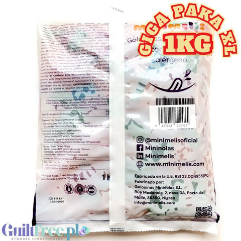 Minimelis Gummy Bears GIGA PAKA 1KG - kolorowe misie żelki bez cukru 40% mniej kalorii