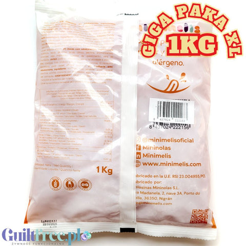 Minimelis Gummy Pearls Red GIGA PAKA 1KG - kwaśne czerwone kulki żelki bez cukru 40% mniej kalorii