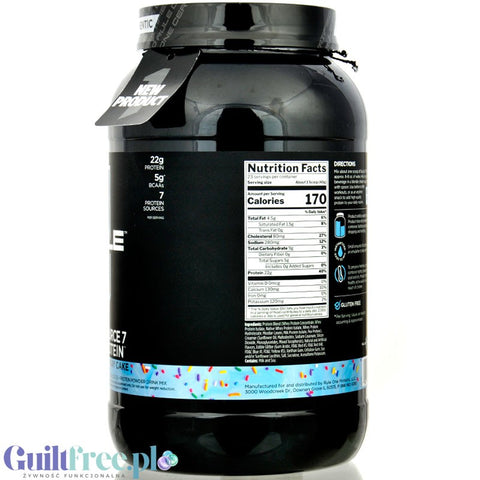 Rule1 R1 Gelato Source7 Protein Birthday Cake - protein supplement based on 7 protein sources, flavor Cake with Cream
