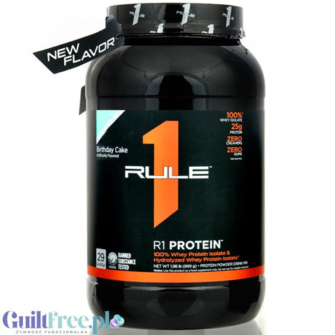 Rule1 R1 Protein Birthday Cake 0,9KG - beztłuszczowa odżywka białkowa WPI & WPH