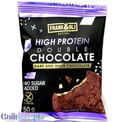 Frank & Oli High Protein Double Chocolate Cookie - proteinowe ciastko bez cukru z białą i ciemną czekoladą