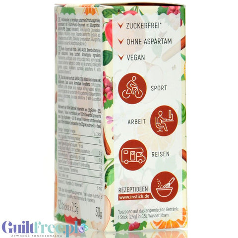 InStick Fruit Punch Sticks - soluble flavor sachet for sugar-free drinks, Fruit Punch.