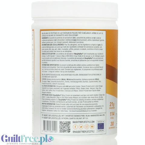 Naughty Boy Whey Premium Protein Peanut Butter Cereal Milk 900g - a nutrient dense protein supplement WPI, WPC & MPC