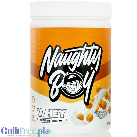 Naughty Boy Whey Premium Protein Peanut Butter Cereal Milk 900g - a nutrient dense protein supplement WPI, WPC & MPC