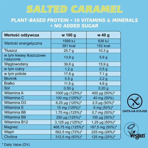 FIZI Mood Booster Salted Caramel - vegan protein bar topped with white chocolate with no added sugar