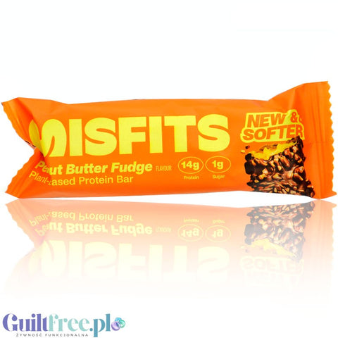 MisFits Protein Bar Peanut Butter Fudge - vegan sugar free protein bar, Caramel, Peanut Butter & 'Milk' Chocolate