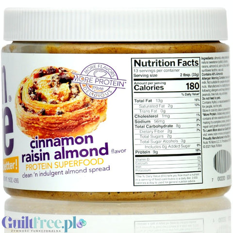 Nuts 'n More Cinnamon Raisin Almond Butter - almond butter with WPI and xylitol, with cinnamon and raisins