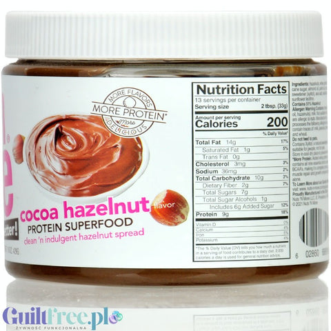 Nuts 'N More Hazelnut Cocoa - hazelnut butter 25% protein with WPI, xylitol and dark chocolate