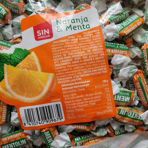 Mentolin Naranja & Menta - pomarańczowo-mentolowe cukierki bez cukru na wagę