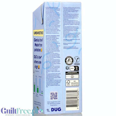 DUG Unsweetened 1L - nie-mleko roślinne ziemniaczane 34kcal, bez zagęstników, cukru i słodzików