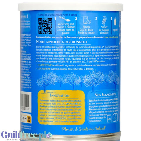 La Mandorle Lait D'Amande 400g - almond milk powder with no added sugar, to prepare 5L of drink