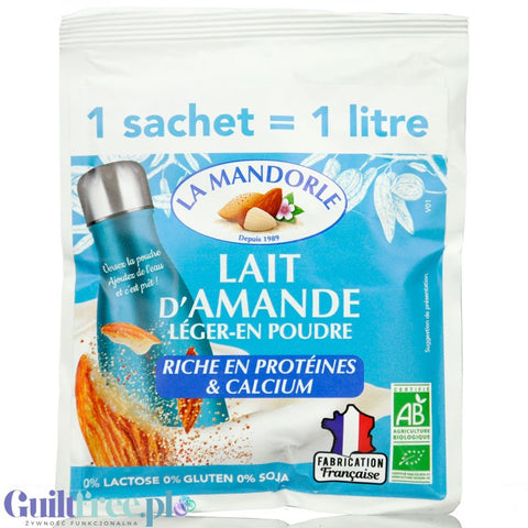 La Mandorle Lait D'Amande 80g - mleko migdałowe w proszku bez dodatku cukru, do przygotowania 1L napoju
