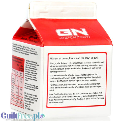 GN Protein On The Way, Strawberry, 30g protein per 140kcal, lactose free egg white protein shake