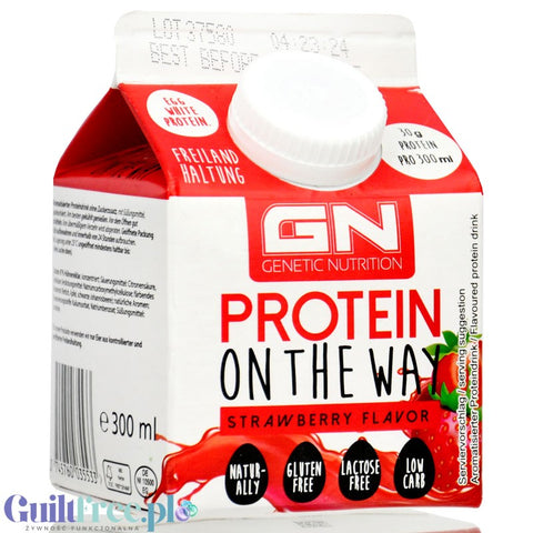 GN Protein On The Way, Strawberry, 30g protein per 140kcal, lactose free egg white protein shake