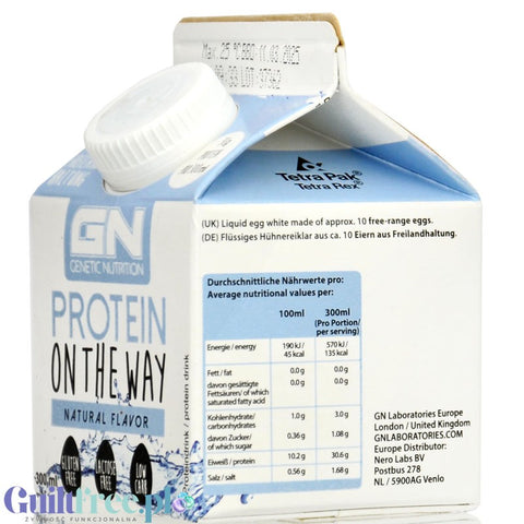 GN Labs Protein On The Way, Natural - 30g białka w 135kcal, pasteryzowane białka jaj do omletów