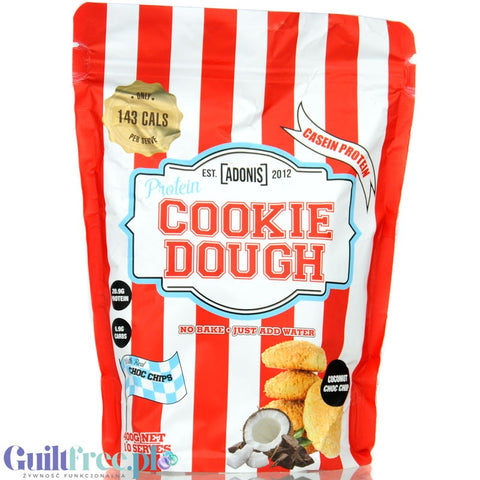 Adonis Cookie Dough Casein Protein, Coconut Choc Chip - protein cookie dough, 21g protein & 143kcal