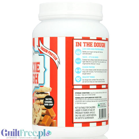 Adonis Cookie Dough Casein Protein, Salted Caramel Choc Chip 1kg - protein cookie dough with chocolate.