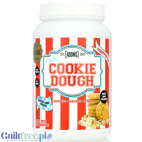 Adonis Cookie Dough Casein Protein, White Choc Pistachio 1kg - protein cookie dough, 21g protein & 141kcal
