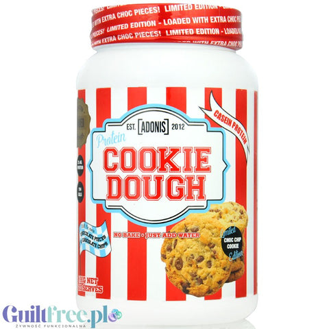 Adonis Cookie Dough Casein Protein, Choc Chip Cookie 1kg - casein cookie mass, limited edition with extra chocolate