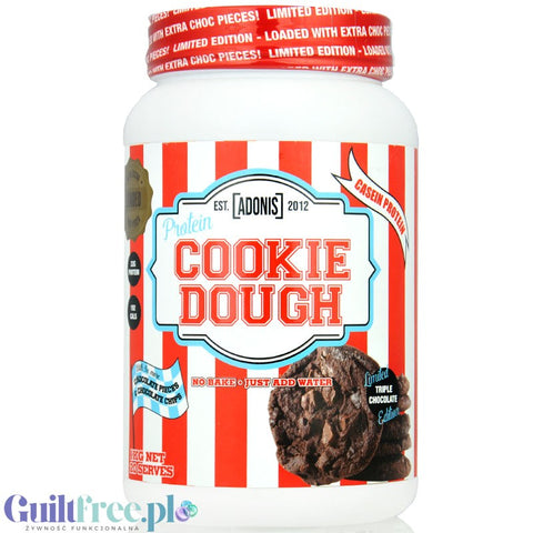 Adonis Cookie Dough Casein Protein, Triple Chocolate 1kg - protein cookie dough with chocolate