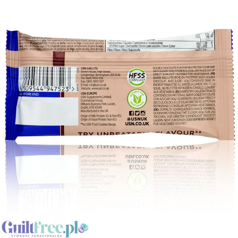 USN Trust Protein Cookie Bar Double Chocolate 15g protein no sweeteners