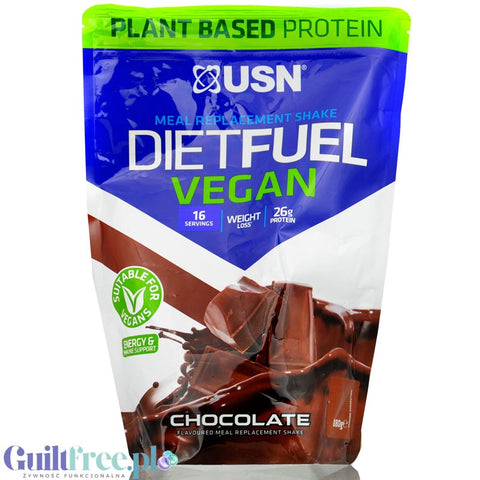 USN DietFuel Vegan Protein Meal Replacement Chocolate - vegan protein shake, meal replacement for reduction