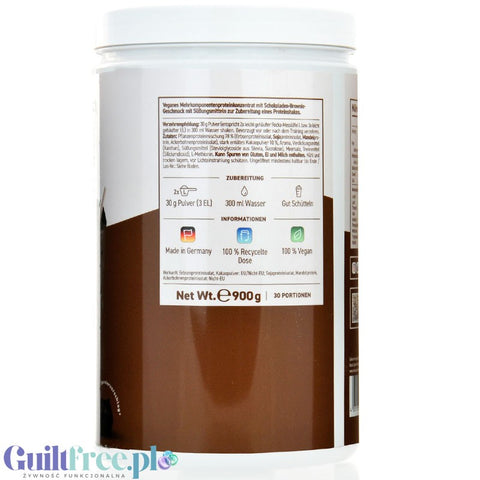 Rocka Nutrition Protein Shake Chocolate Brownie 0.9kg - vegan protein supplement 4 protein sources, gluten free