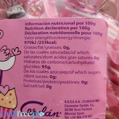 Cerdan Caramelos Cherry Candies - walentynkowe wiśniowe cukierki bez cukru na wagę