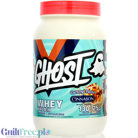 Ghost 100% Whey Cinnabon Caramel Pecan - edycja limitowana, odżywka białkowa z WPI, WPH i kompleksem enzymów