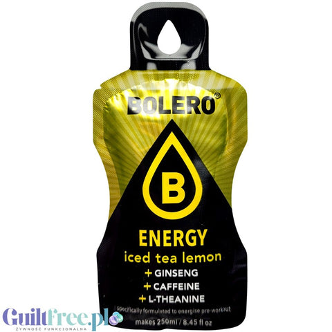 Bolero Energy Iced Tea Lemon - sugar-free energy drink with ginseng, L-theanine and caffeine