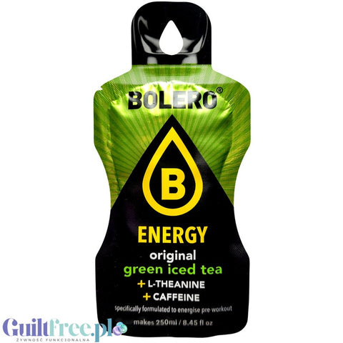 Bolero Energy Green Iced Tea - sugar-free energy drink with L-theanine and caffeine
