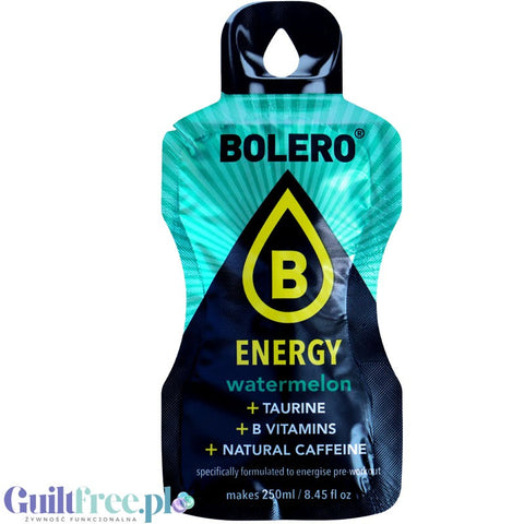 Bolero Energy Watermelon - sugar-free energy drink with taurine, natural caffeine and B vitamins