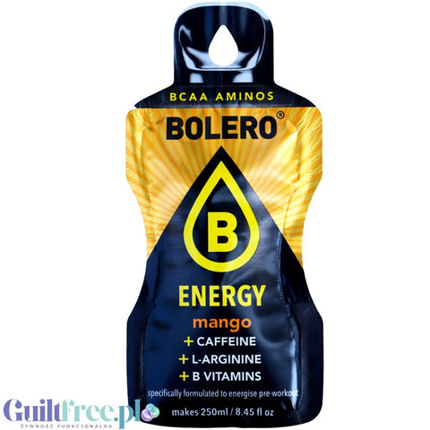 Bolero Energy Mango - sugar-free energy drink with caffeine, L-arginine and B vitamins