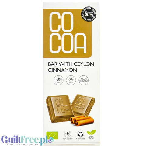 Raw Cocoa Bar with Ceylon Cinnamon - vegan bar with Ceylon cinnamon 60% less sugar