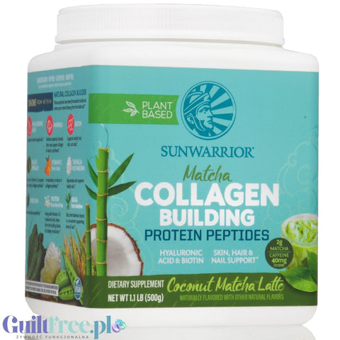 Sunwarrior Collagen Building Peptides, Coconut Matcha Latte - wegańska odżywka białkowa stymulująca wytwarzanie kolagenu