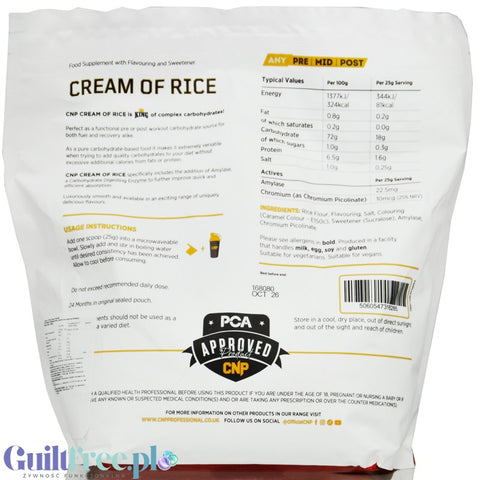 CNP Cream of Rice, Biscuit Spread 2kg - sugar free rice gruel, recovery workout meal with caramel cookie flavor