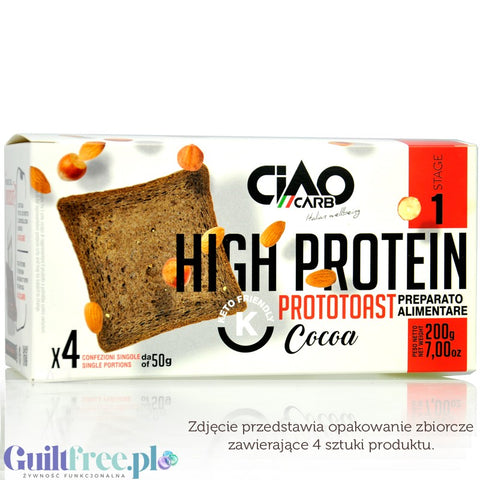 Ciao Carb low carb, & high protein cocoa toast bread slices