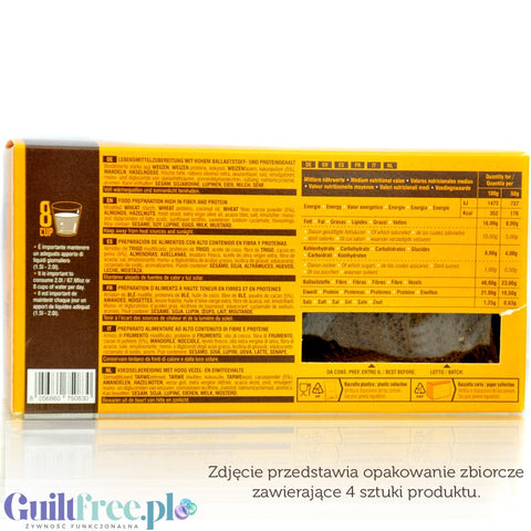 Prototoast Cocoa low calories food preparation - Crunchy toast with cocoa and nuts with reduced energy