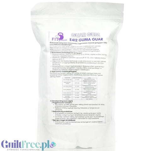FITgridients Guar gum E-412 1kg - 100% thickener without additives and fillers