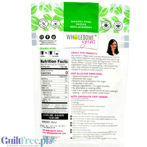Wholesome Yum Allulose Granular 340g - sweetener in crystals, sugar equivalent without calories