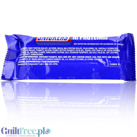 Snickers Hi Protein Peanut Caramel & Chocolatey Coating Bar, ver. USA - baton proteinowy 20g białka