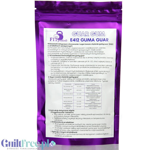 FITgridients Guma Guar E-412 100g - zagęstnik 100% bez dodatków i wypełniaczy
